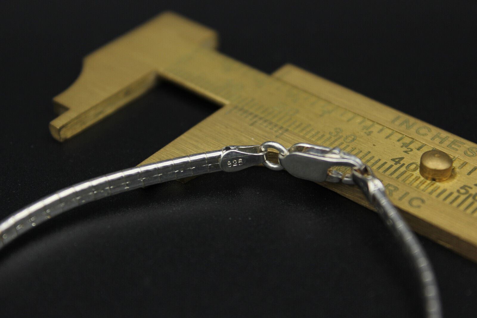 Smooth Heavy 6g Solid Plain Omega VTG 925 Sterling Silver Women’s Bracelet 7in