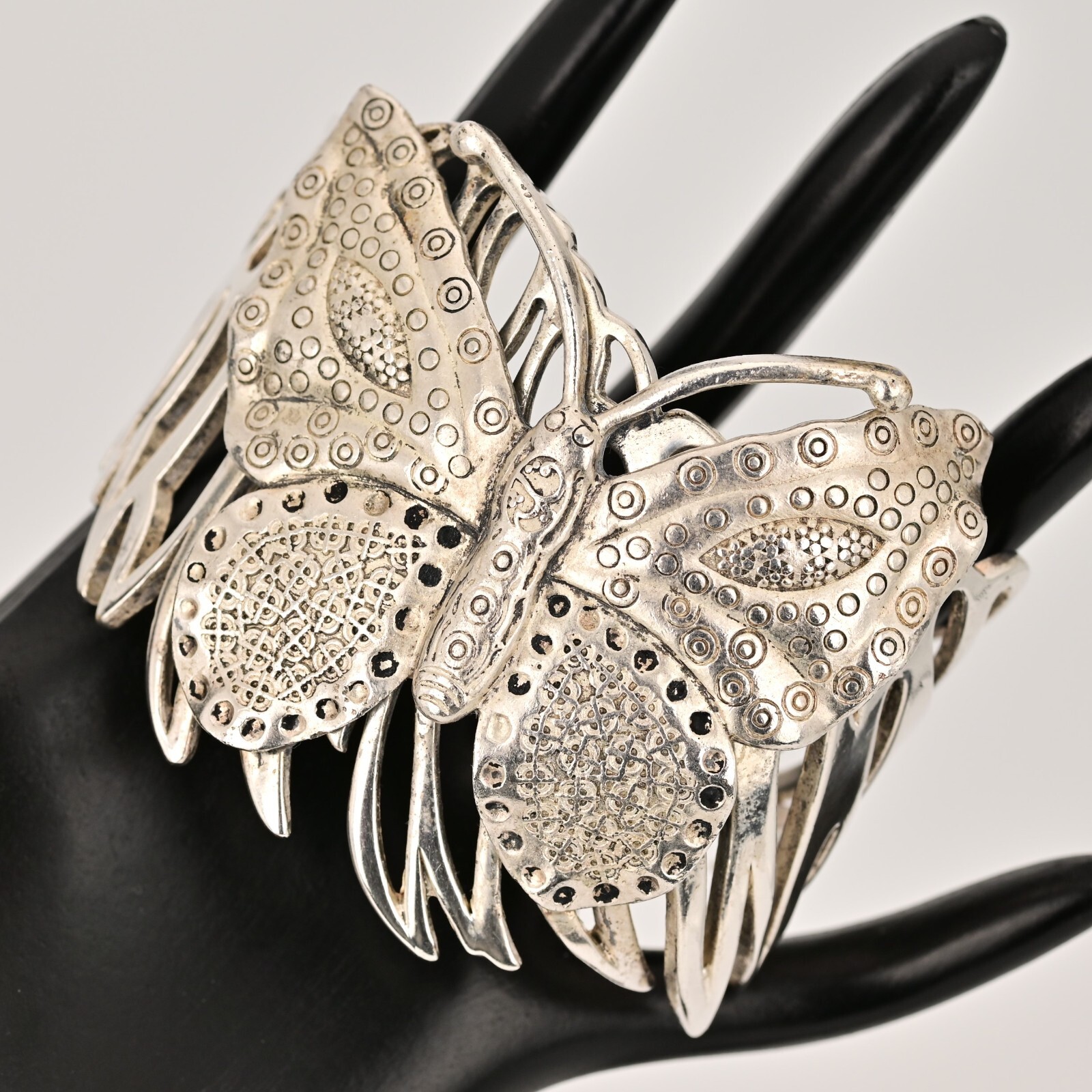 Antique Vintage Original Designer MCM Silver Butterfly Cuff Estate Bracelet