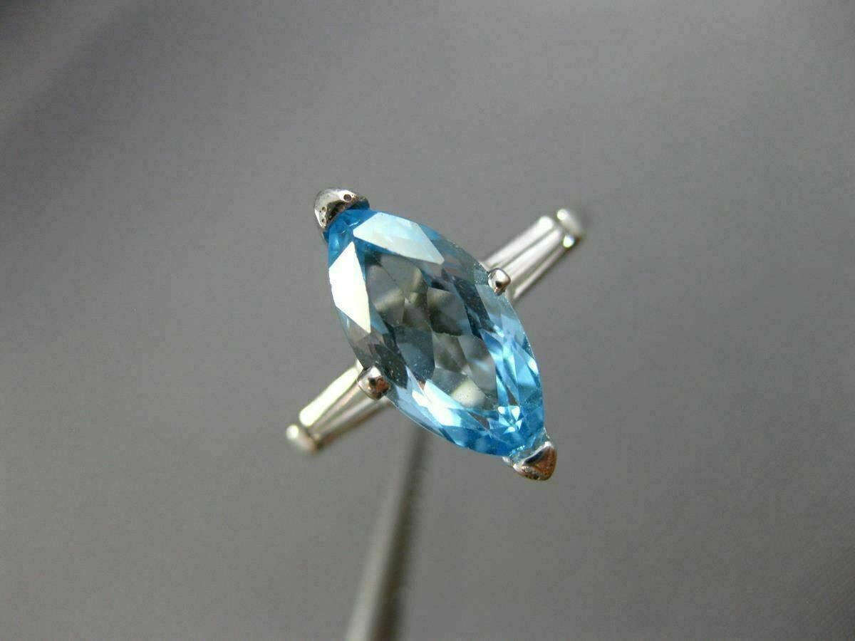 ESTATE 2.25CT DIAMOND & AAA BLUE TOPAZ 14K WHITE GOLD 3D 3 STONE ENGAGEMENT RING