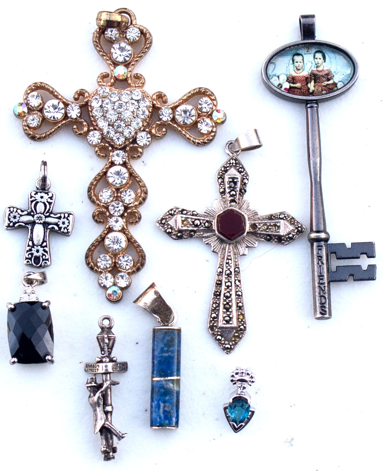 Vintage to Now Lot of 8 Variety of Pendants – 1 signed – no chains included
