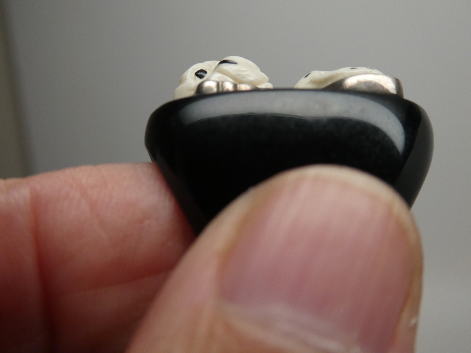Amy Kahn Russel Sterling Silver 925 Leopard Modernist Black Horn RING Size 6