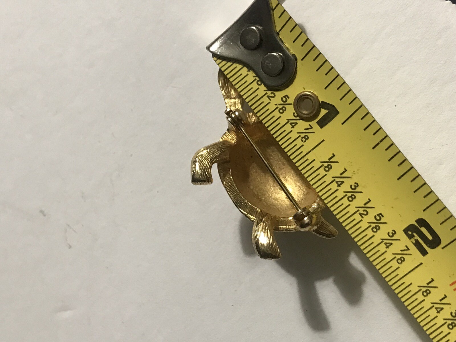 3D Tortoise Turtle Gold w/white Seed Beads BROOCH JEWELRY Vintage 1-1/2” Pin
