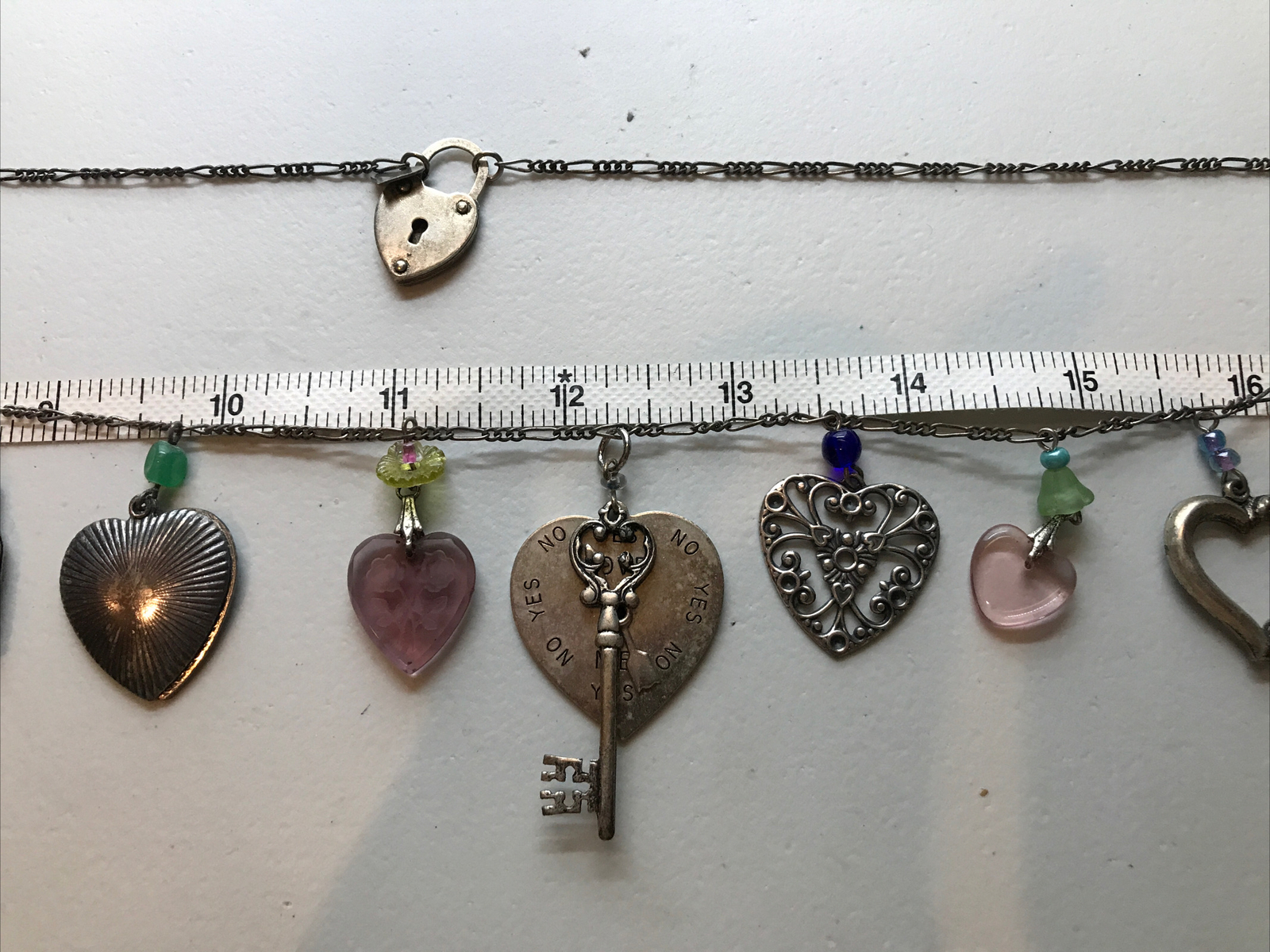 Vintage Glass Works Studio Glass & Silver Charms in Multi Colors Necklace 12