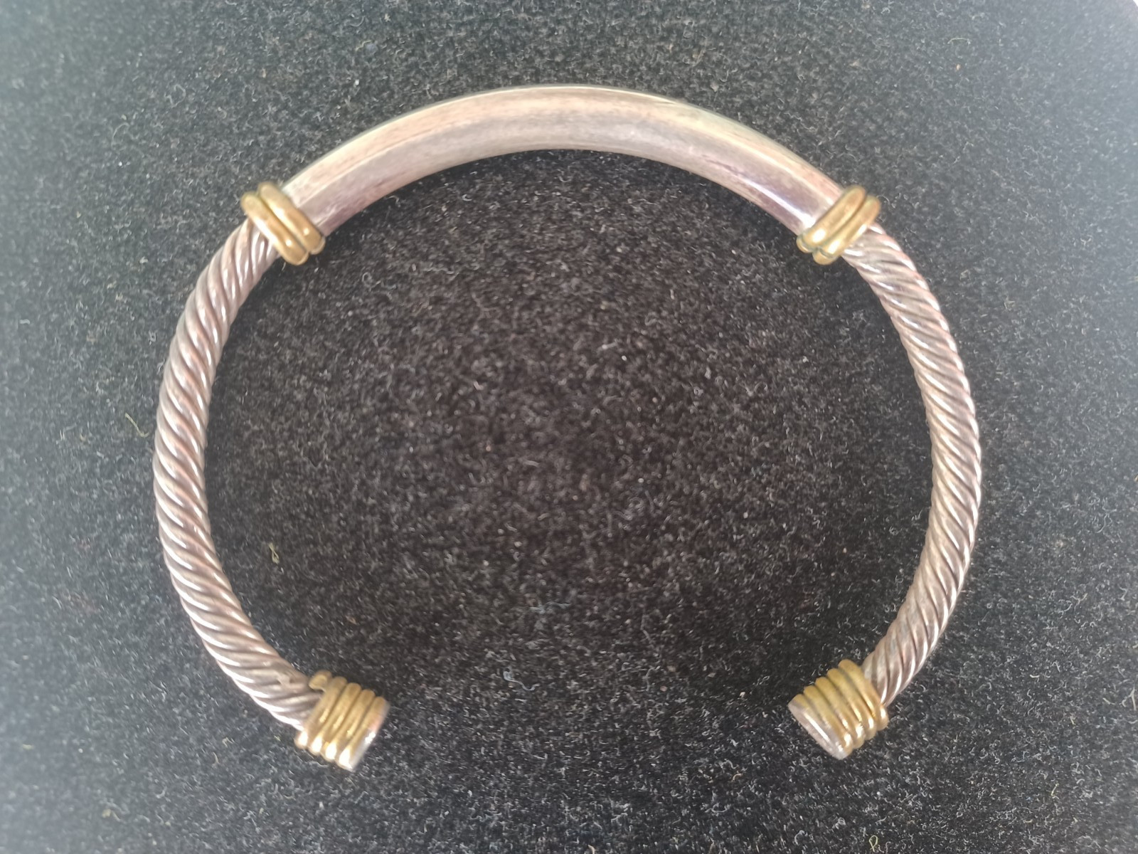 VINTAGE MODERNIST MEXICAN SILVER MIX METAL STERLING BANGLE CABLE BRACELET 20.4g