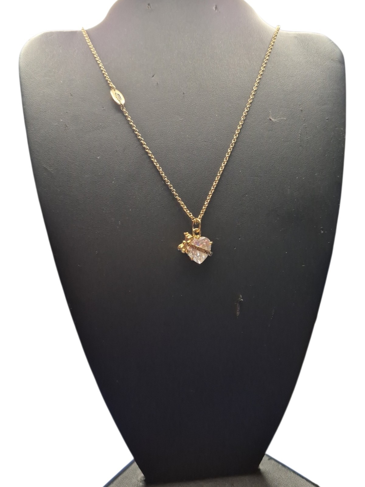 Vintage Juicy Couture Gold Tone Heart Necklace Y2K 2000s Fashion Jewelry Signed
