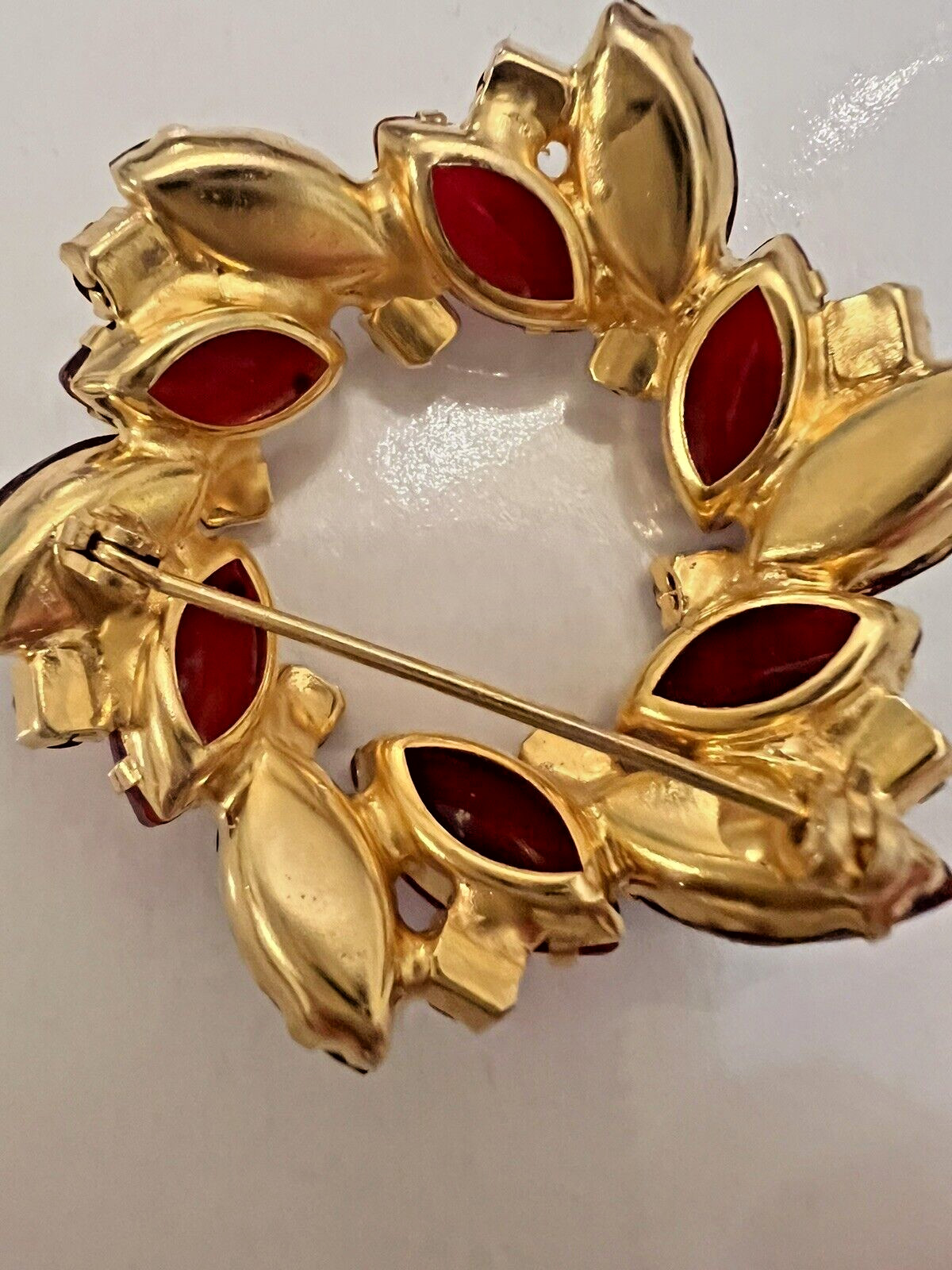 VTG D&E Juliana Brooch Siam Red A B Marquise Purple Fuchsia Open Back Rhinestone
