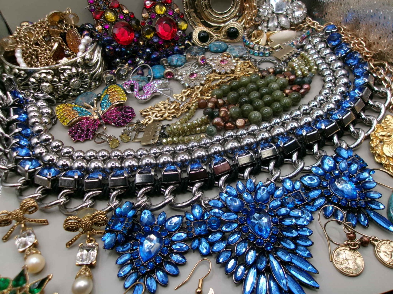 Vintage~Now Estate Costume Jewelry Lot~Rhinestones~Multi~1 AVON~1 MONET
