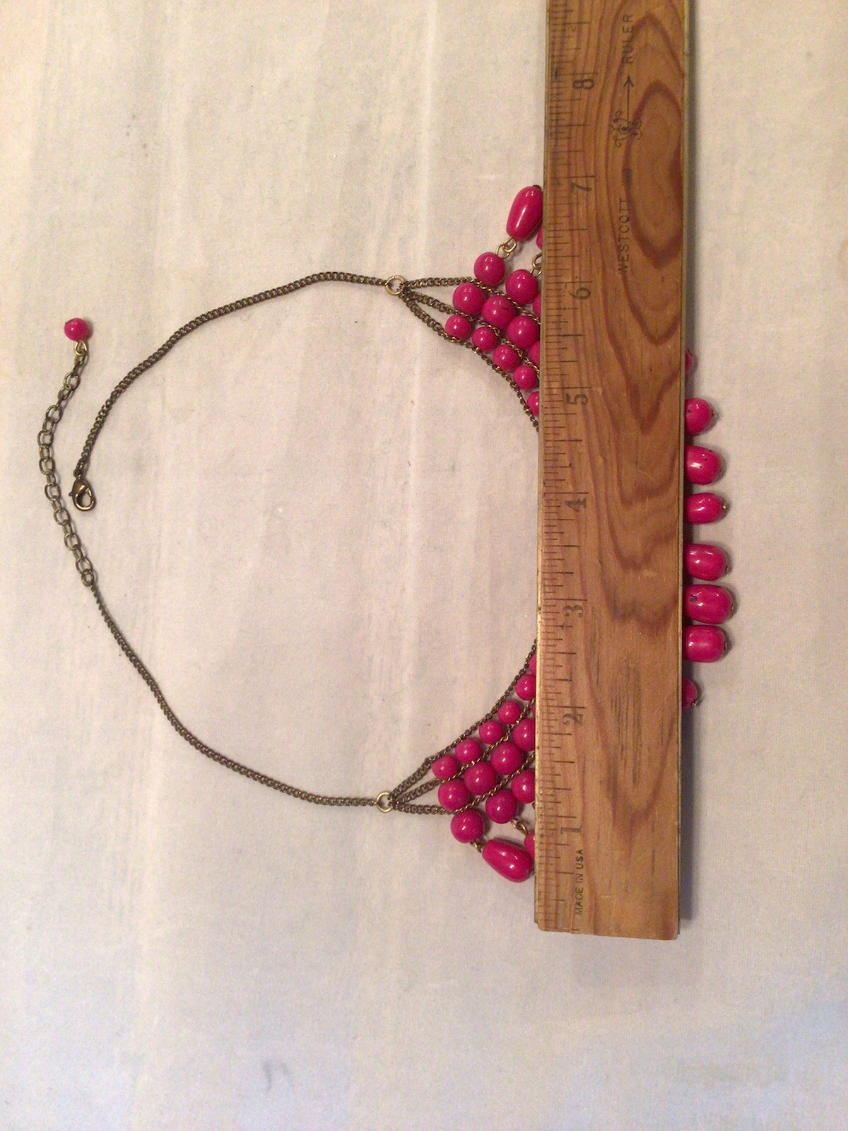 Vintage Bordeaux Red Beaded Fringe Bib Collar Necklace Multi Strand