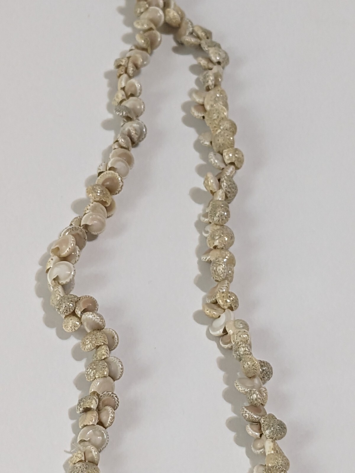 Vintage Ivory & Beige Small Shell Infinity Necklace. Beach Life. Long. 36″.
