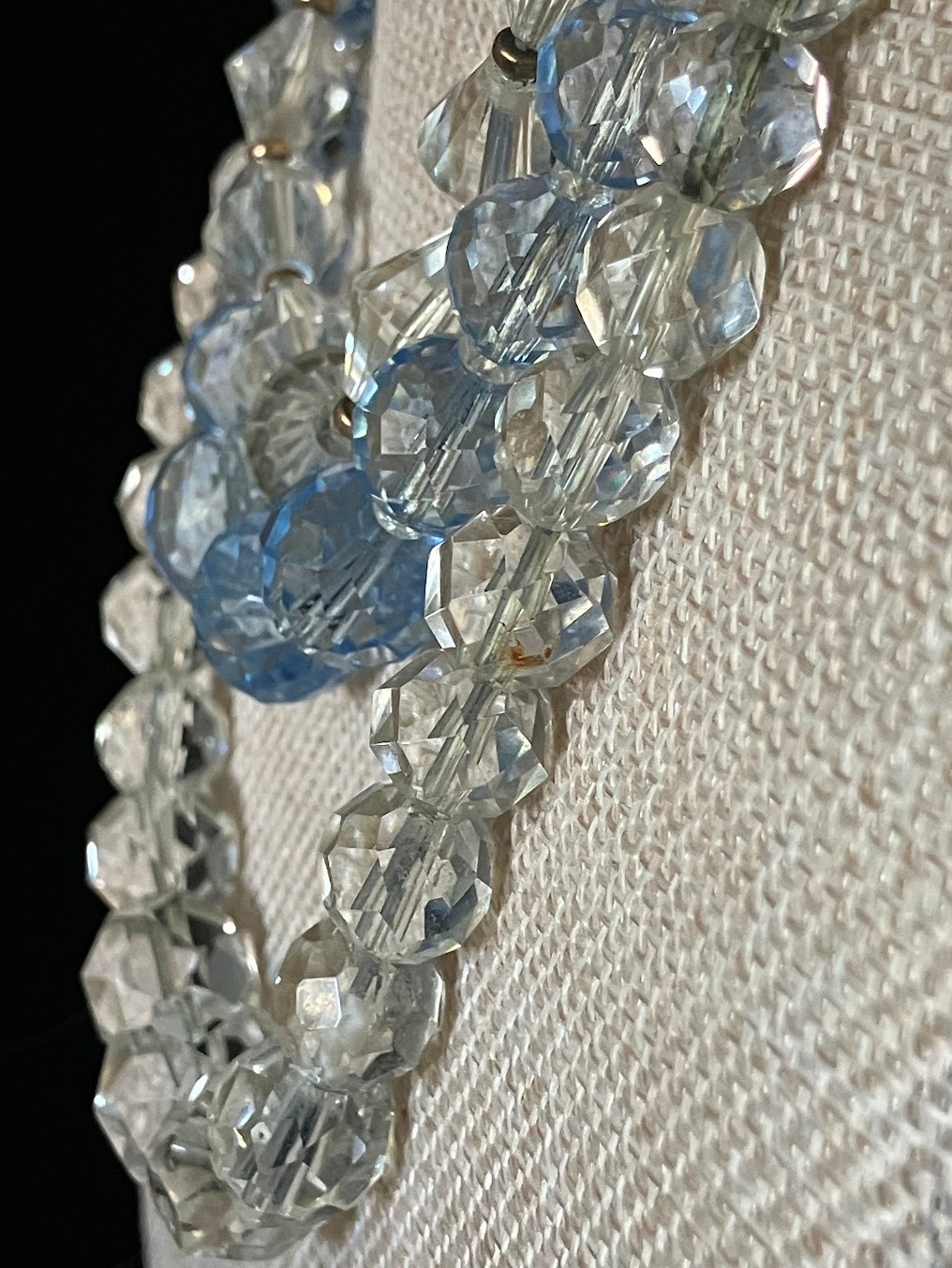 Vintage Faceted Crystal Glass Necklace Lot Cones Rounds FOR RESTRINGING UPCYCLE