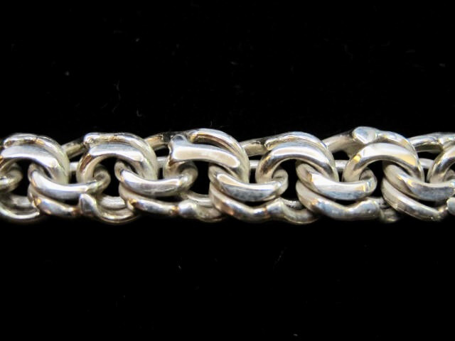 NEW DOUBLE ROLO LINK STERLING SILVER CHAIN BRACELET 24.4 grm – 7.5″ TAXCO MEXICO