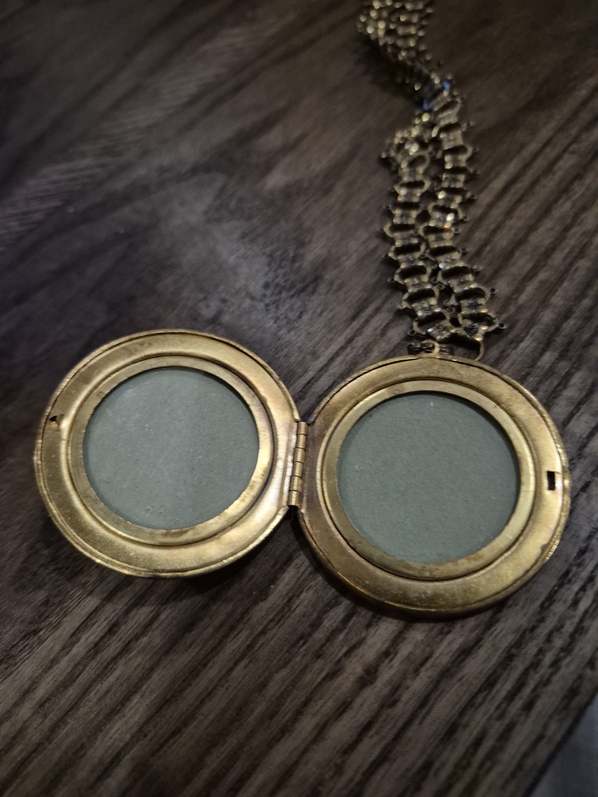 Vintage Victorian Revival Brass Winged Heart Locket Necklace
