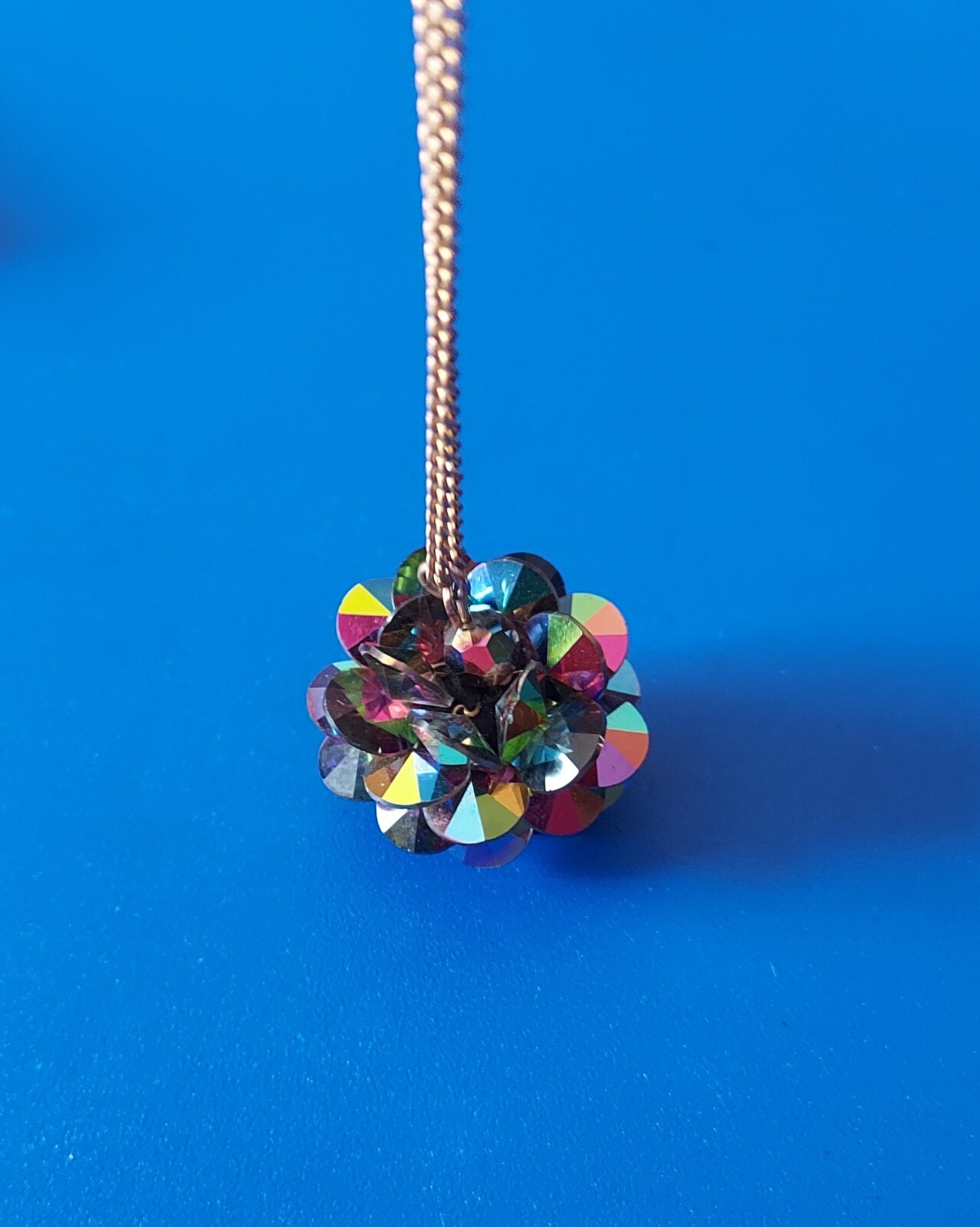 17.5 In. Iridescent Sequin Ball On Gold Tone Chain