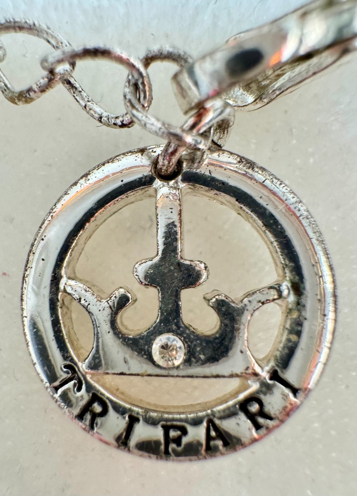 Vintage Crown Trifari Y Necklace, Faux Marcasite Teardrop Drop Pendant