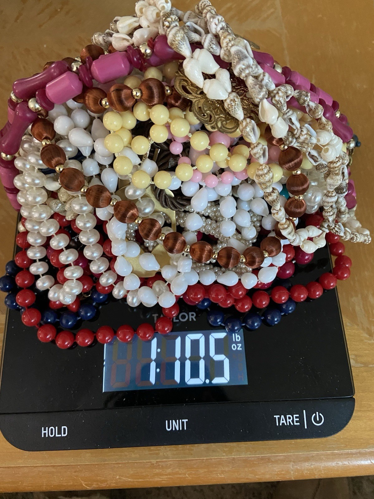 Costume Jewelry Lot Necklaces Pin Hair Clip. Almost 2 lbs. PreOwned