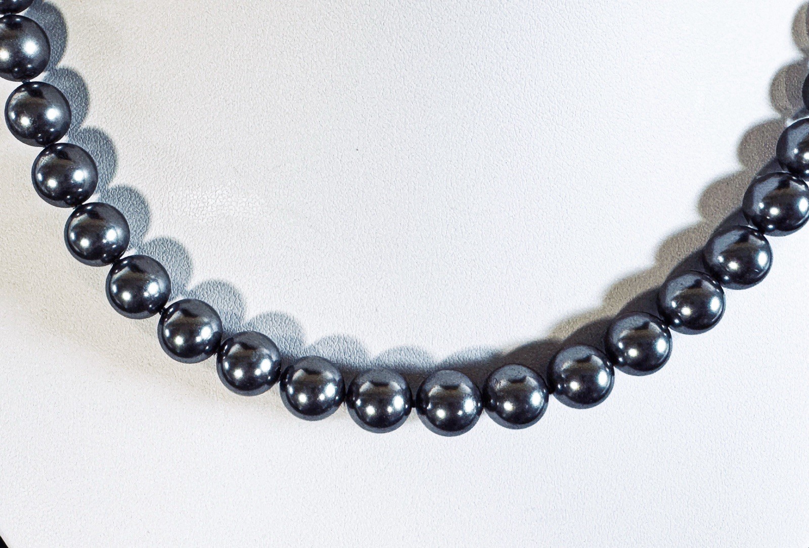 Vintage Faux Dark Gray Pearl Necklace and Matching Bracelet Glass Both EUC