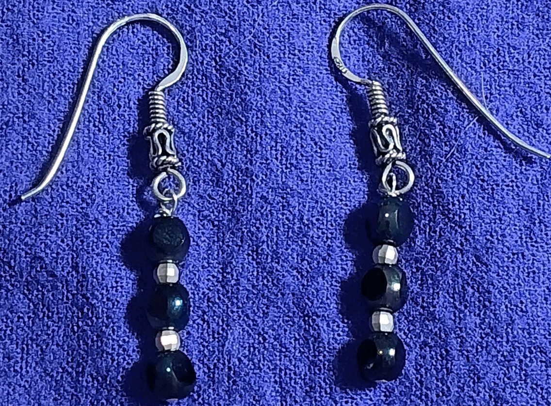 Vintage Purple Blue Sterling Silver Earrings 925 Tested
