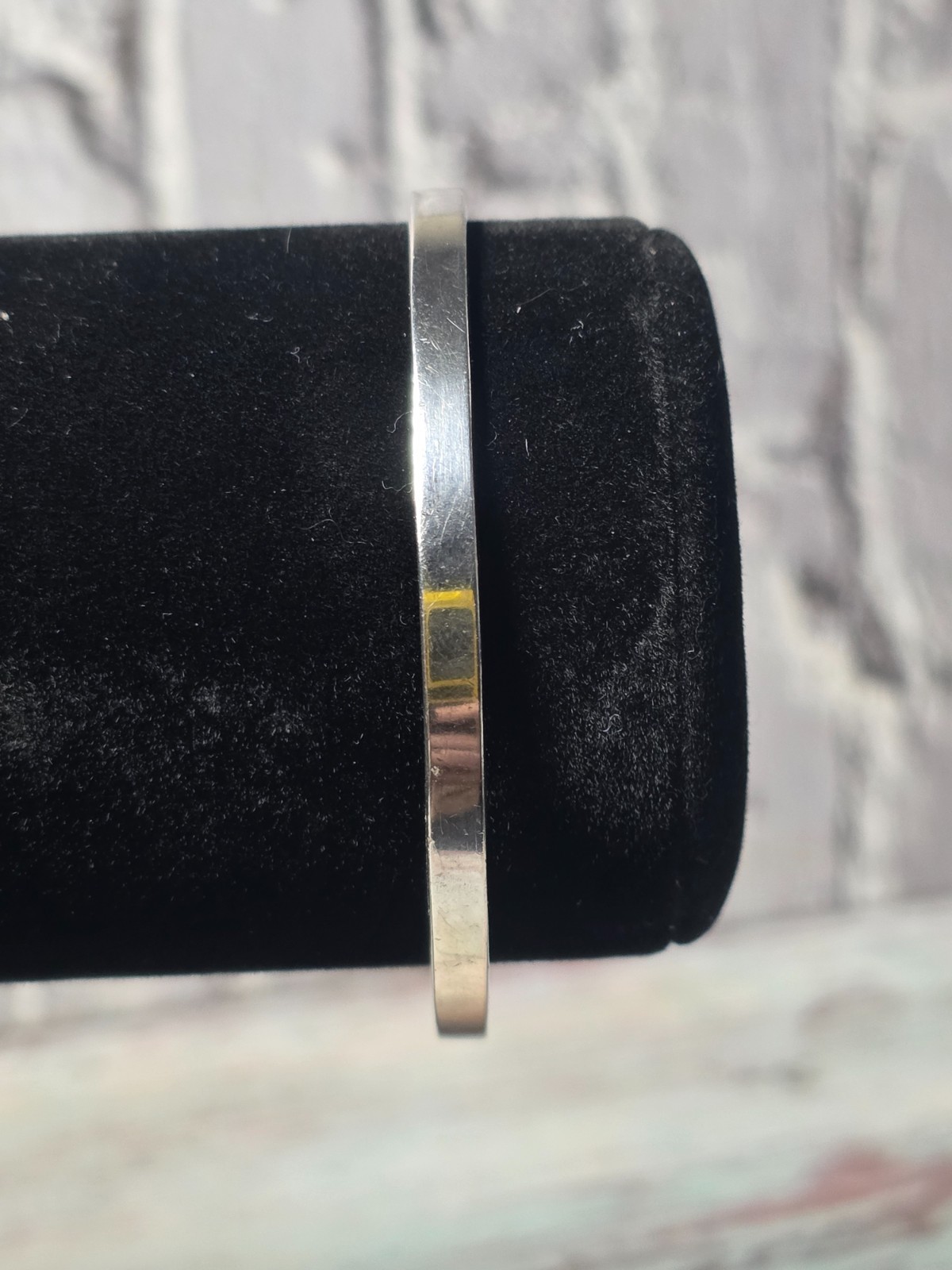 Mexican Blue Opal Inlay .925 Bangle Bracelet 7.5