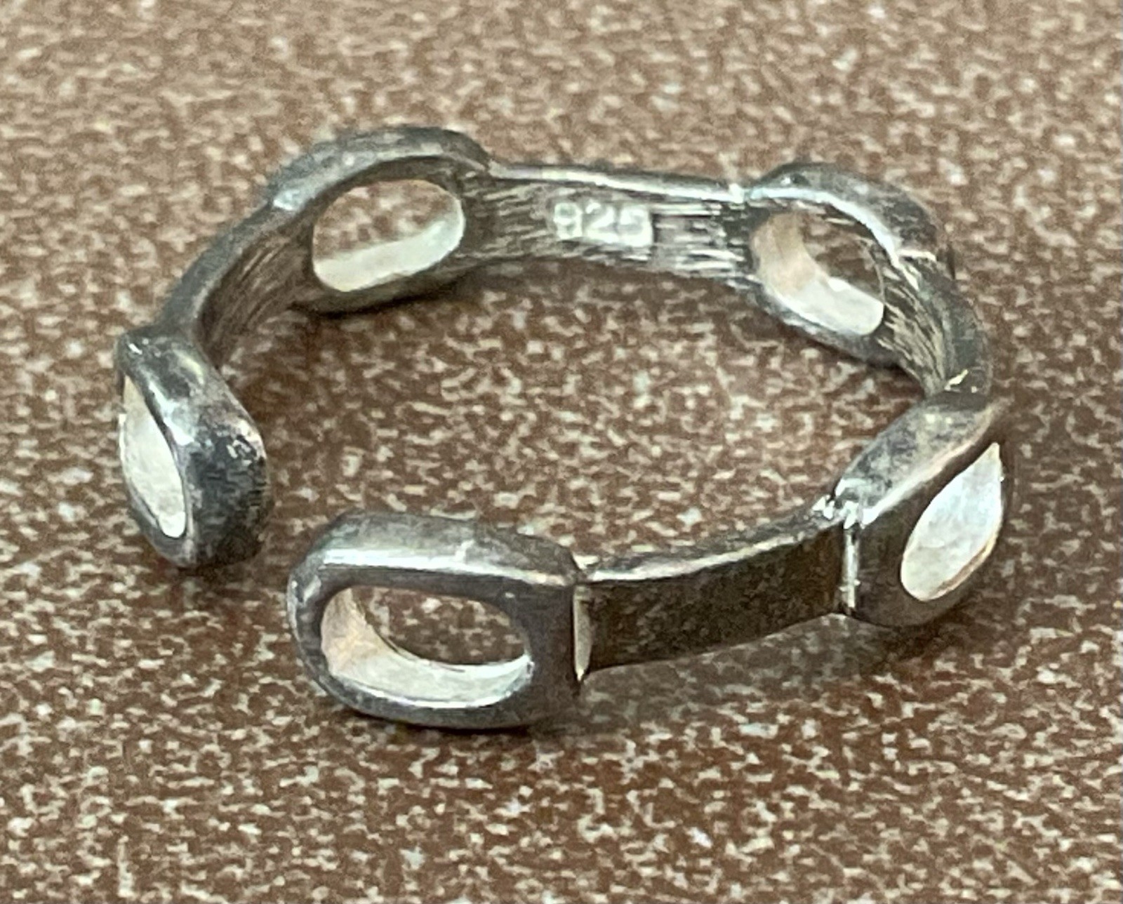 Vtg 925 Sterling Silver Ring Open Chain Link Industrial Modernist Sz 3.5 – 4.25