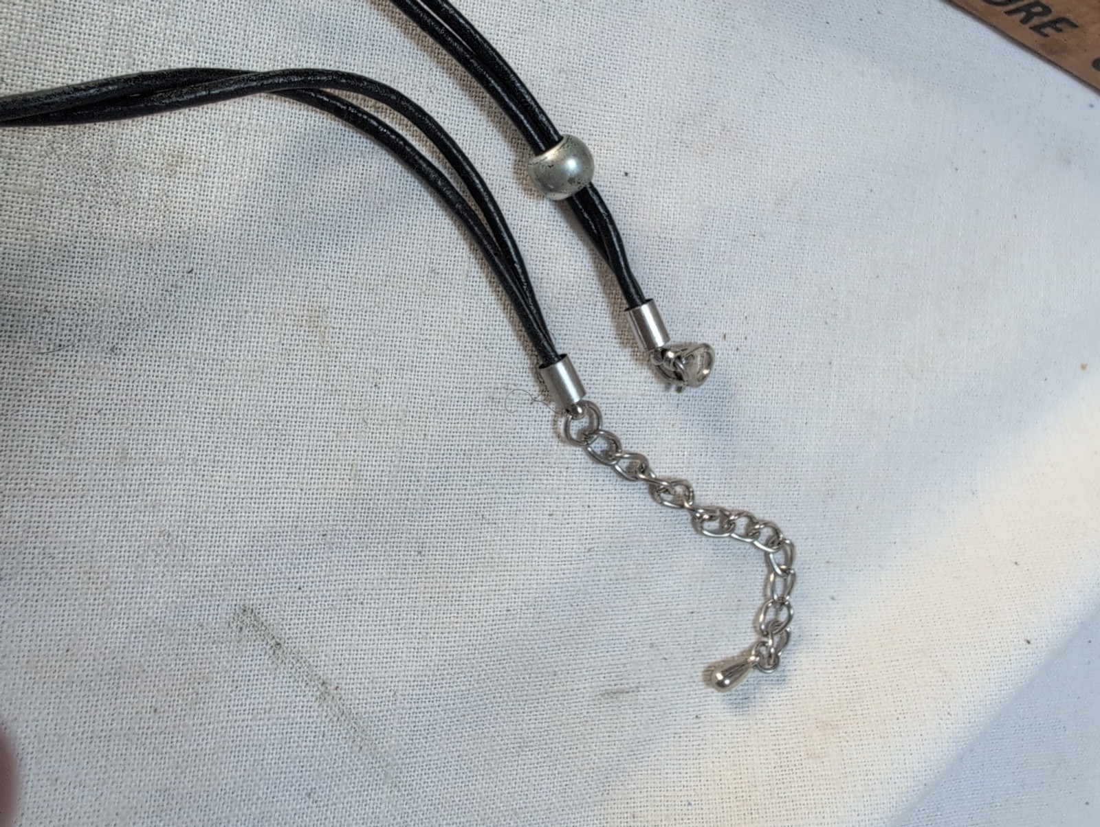 Leather Corded Rhinestone Scoop Necklace With Chunky Stones