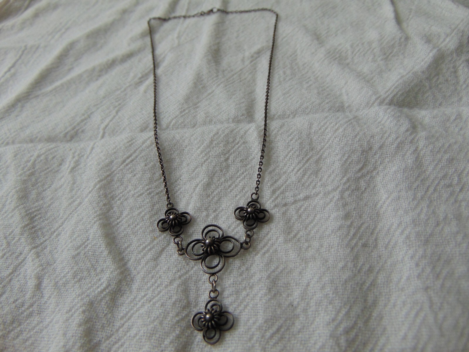 vintage antique sterling silver Cannetille necklace