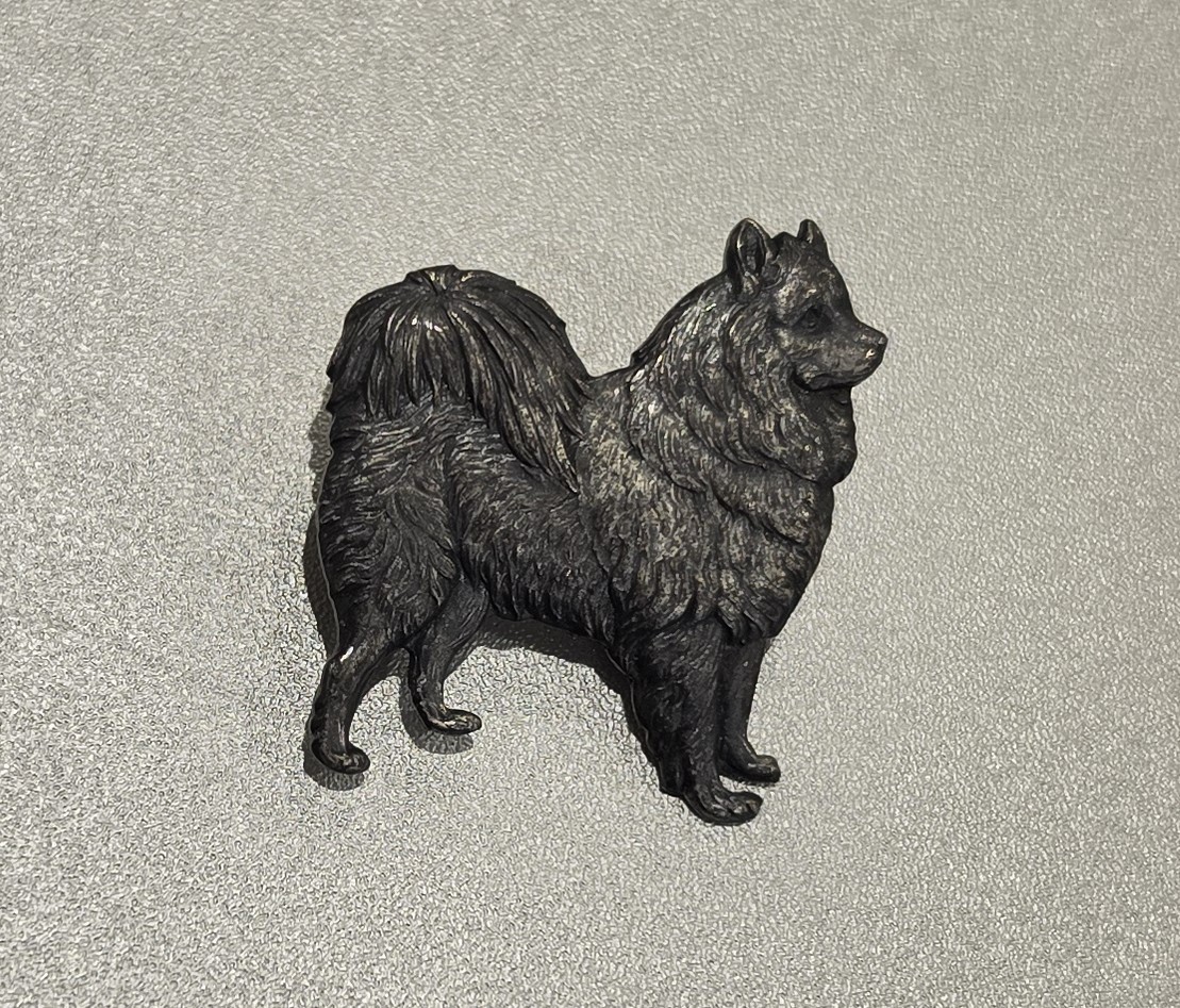 Vintage Kenart Pomeranian Dog Brooch Pin England Metal Heavy