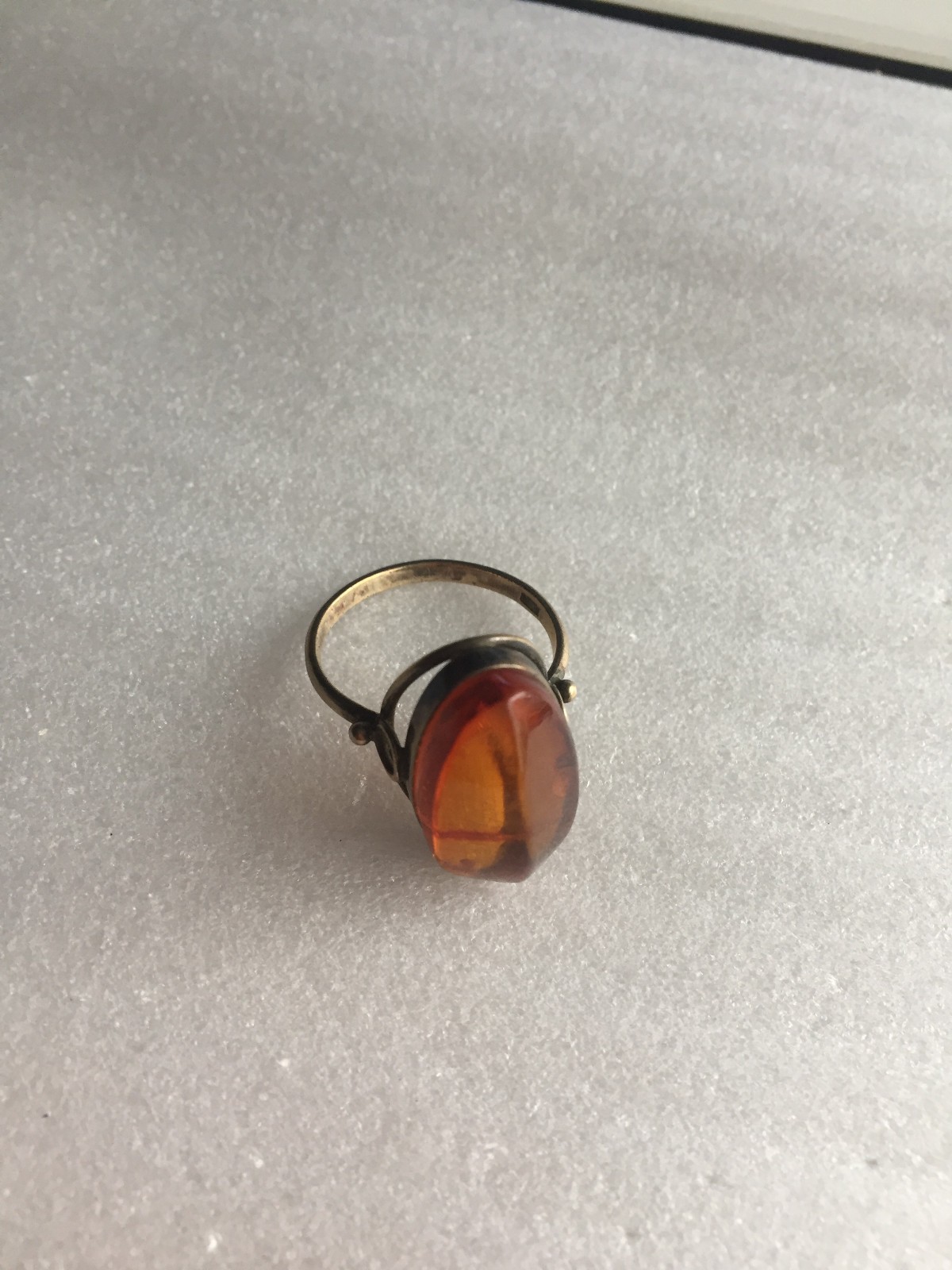 Rings Gold Plated Vintage Soviet Silver 875 USSR 100% Genuine Royal amber Baltic
