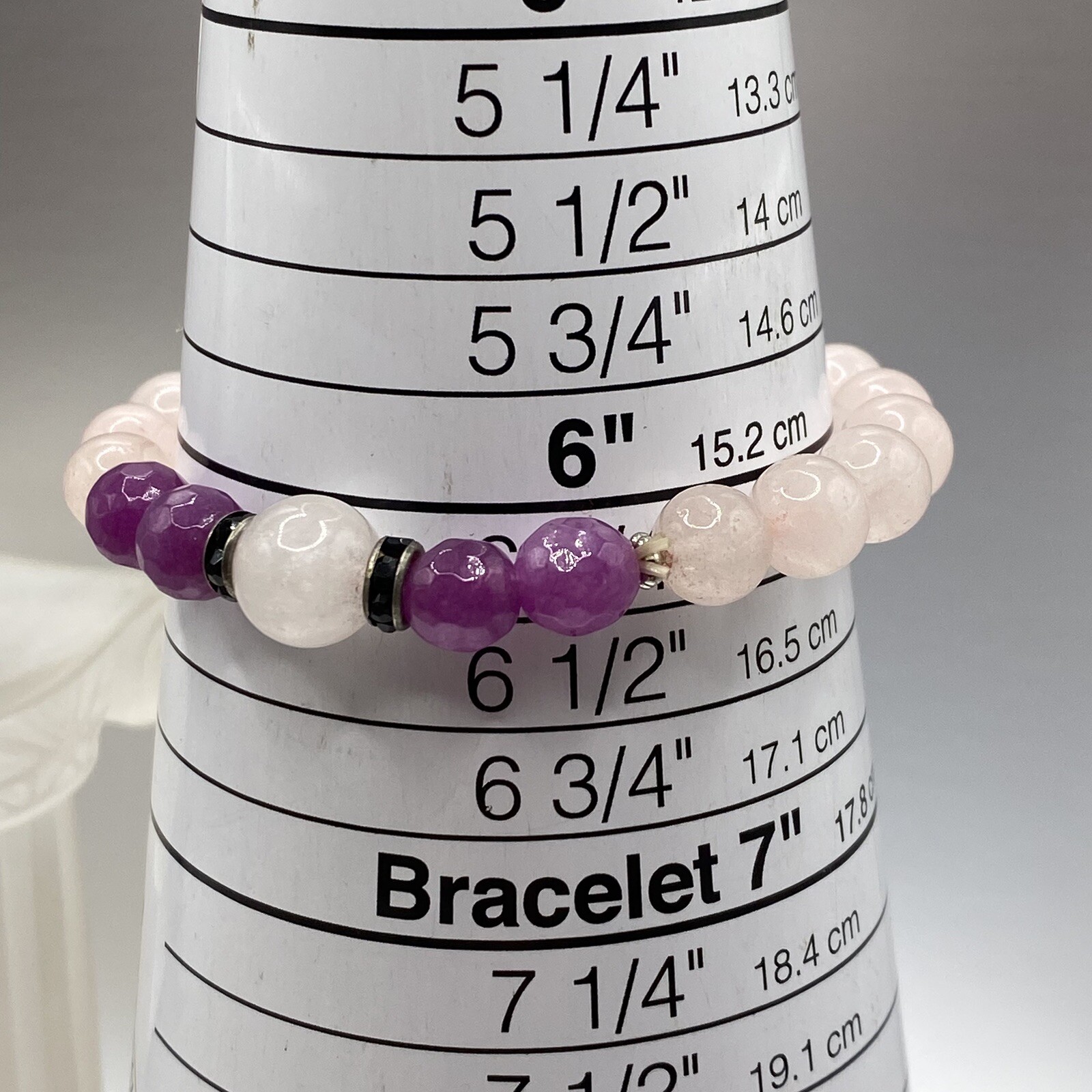 Rose Quartz Bracelet Pink Purple Faceted Polished Gemstone Beads Stretch Chakra