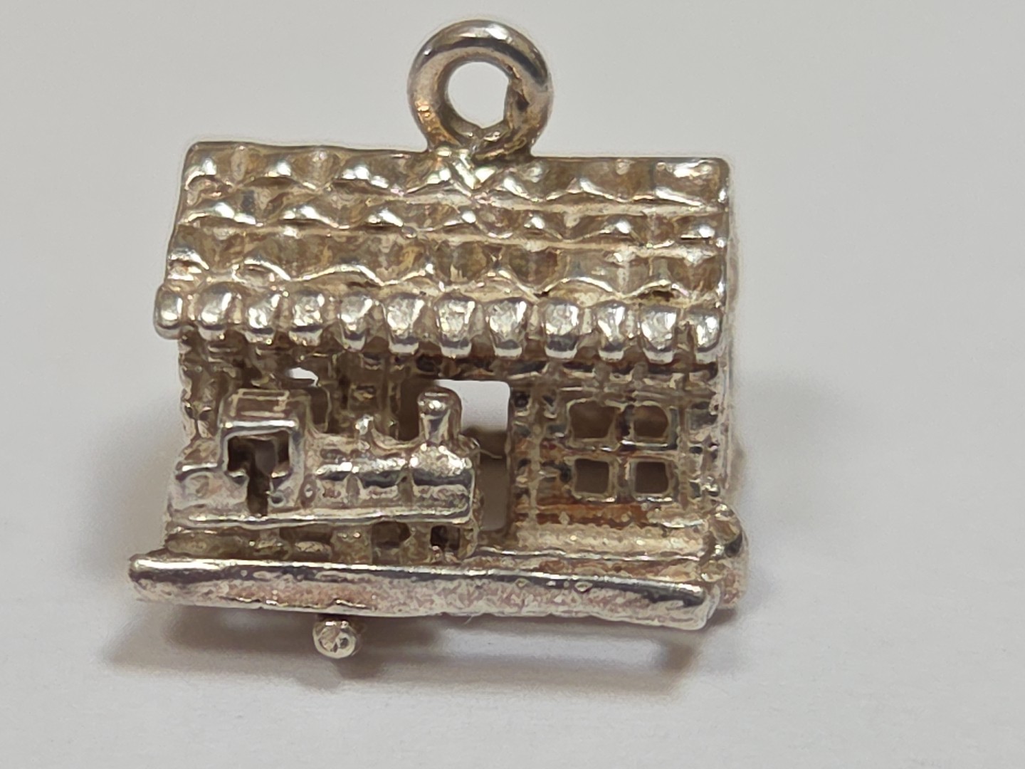 Sterling Silver ~ Train Charm ~ At Station ~ MOVES! ~ EXTREMELY RARE!! ~ VINTAGE
