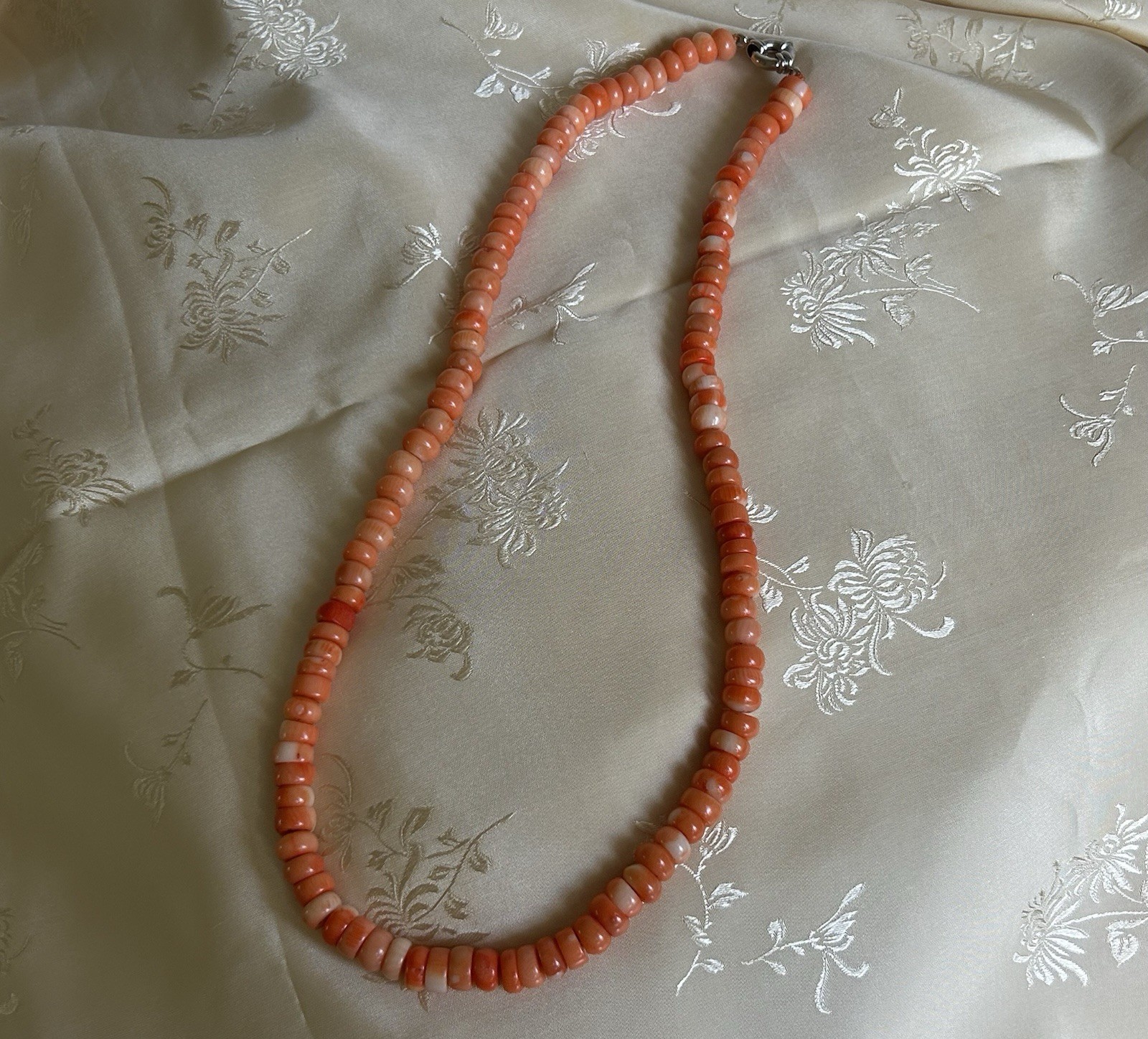Vintage Natural Mediterranean Coral Necklace 113 Rondelle Beads 9-10mm 25”