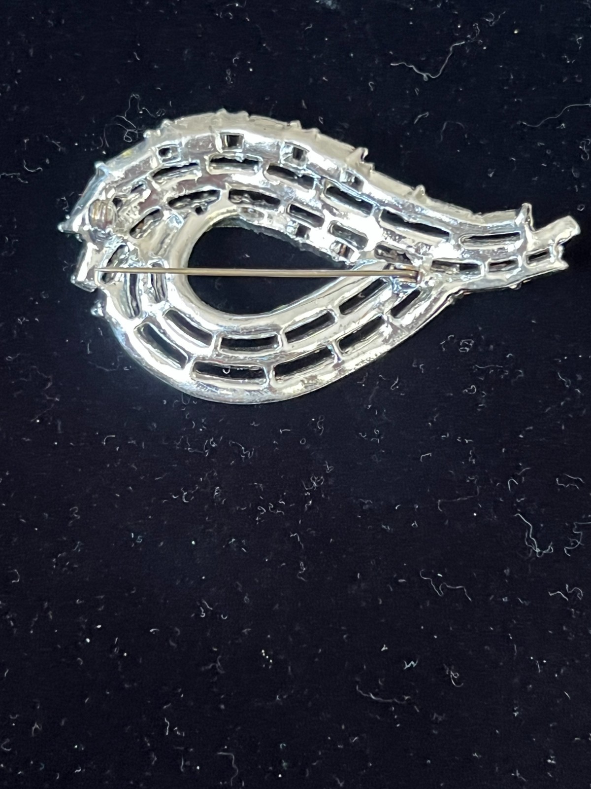 Vintage RHINESTONE BROOCH RHODIUM Plated Clear Rhinestones in Different Shapes;