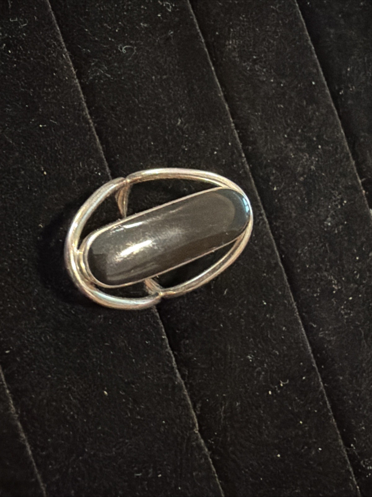 VINTAGE STERLING SILVER MEXICO ATI 925 LARGE BLACK ONYX RING NICE