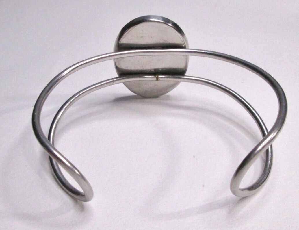 Vintage Blue Green Abalone Shell Cuff Bracelet Silver Tone Retro Boho