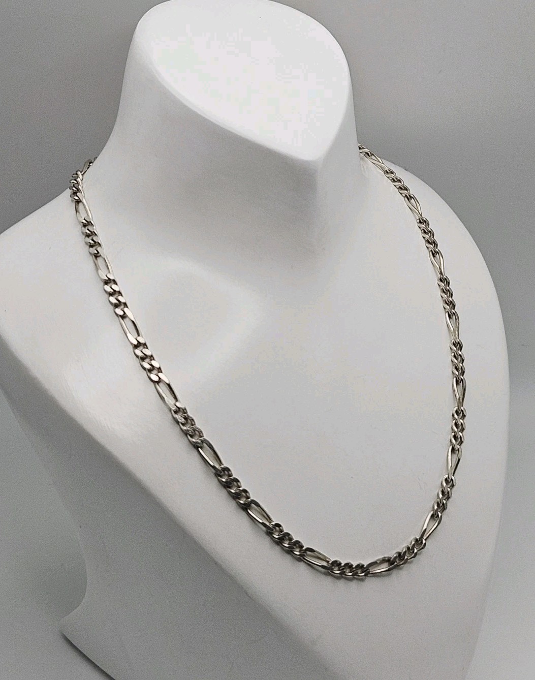FAS Sterling Silver Vintage Figaro Link 2.5mm Chain Necklace 24″