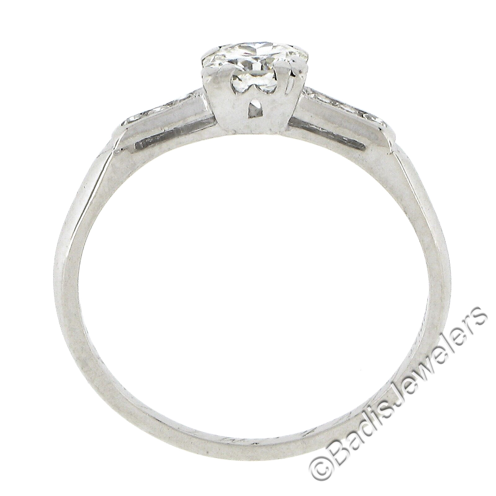 Vintage Platinum .58ctw Old European Cut Diamond Solitaire Engagement Ring