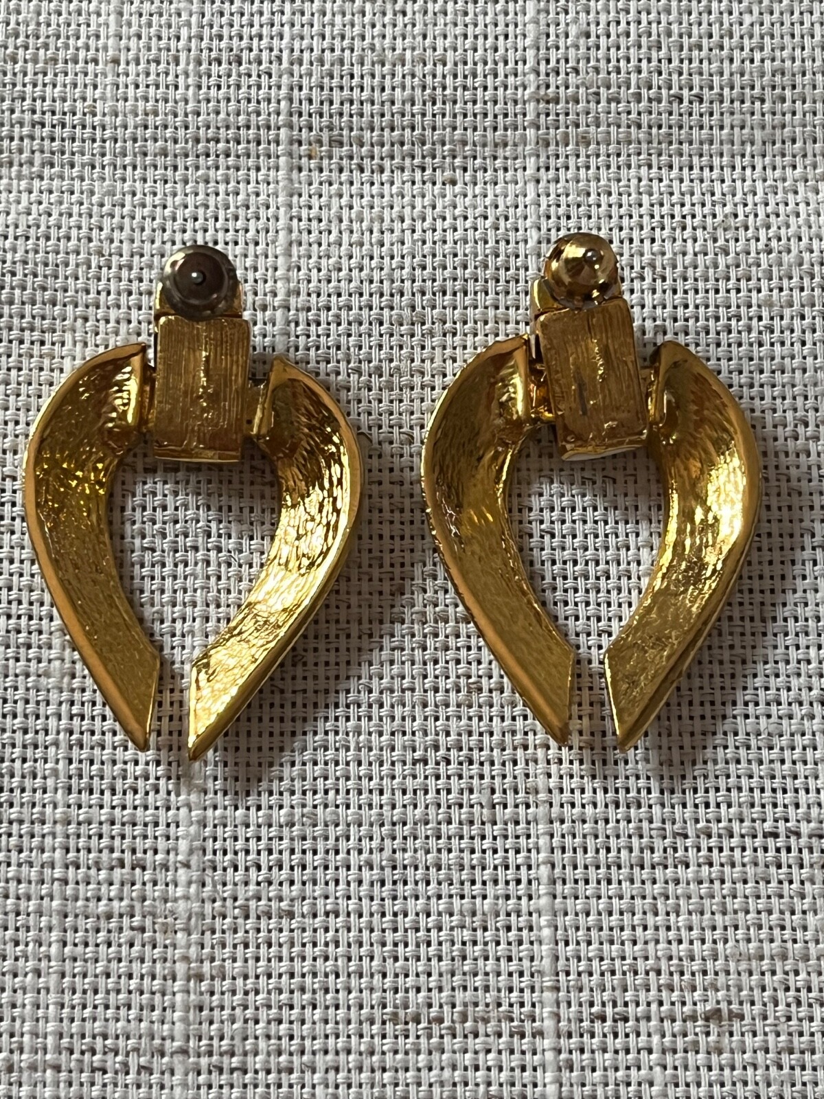 Vintage Ivory and Gold Enamel Retro Stud Earrings ….
