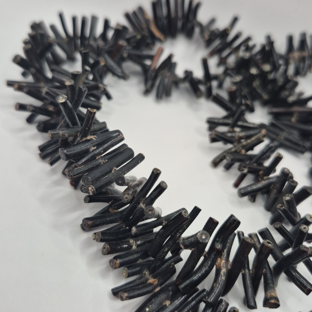 Vintage Large Black Coral Branch Beaded Necklace Strand For Jewelry Making