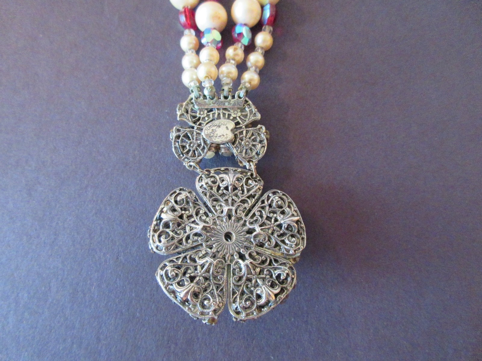 vintage signed ORIGINAL BY ROBERT rhinestone pearl necklace and bracelet set
