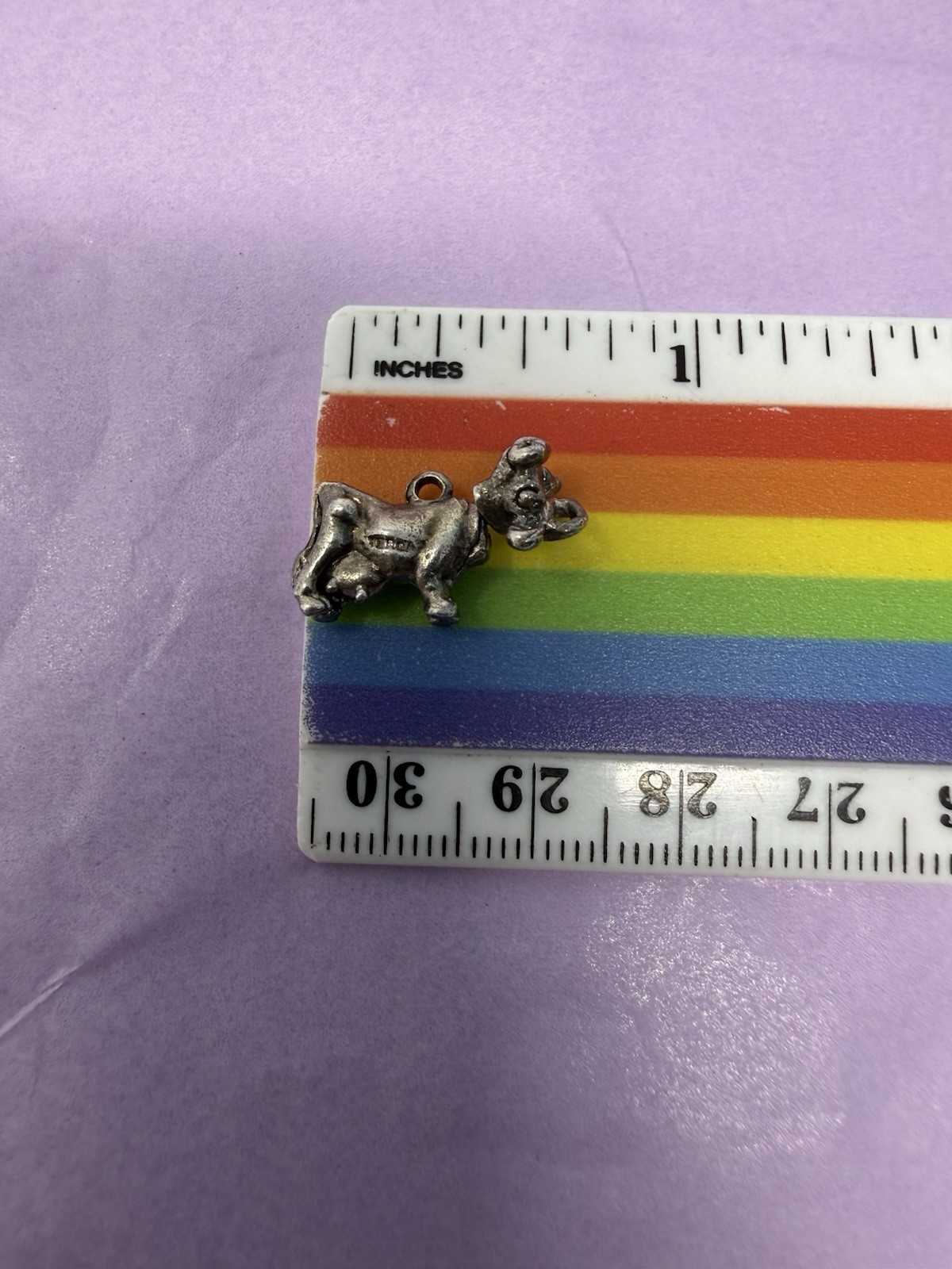 Vintage Solid Sterling Silver Cow Moving Head Bracelet Charm Pendant 3.4g