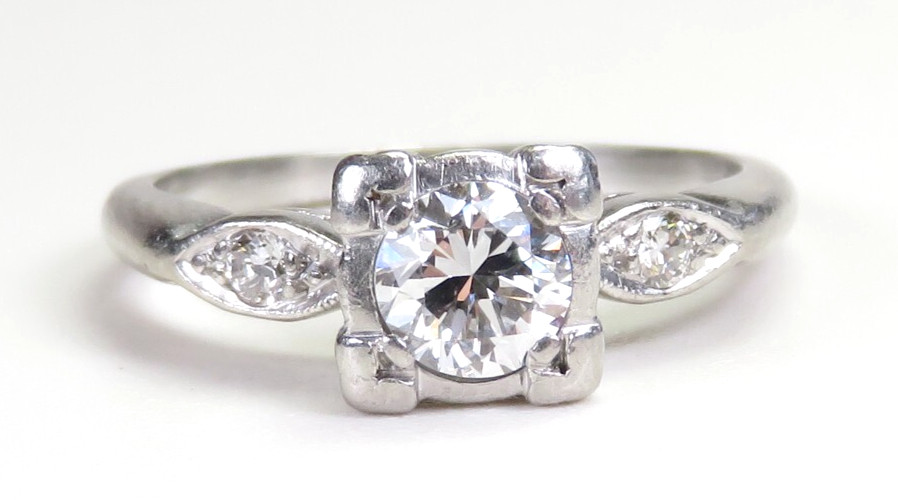 Antique 1920’s Diamond Engagement Platinum Ring Size 6 UK-L1/2 EGL USA Art Deco