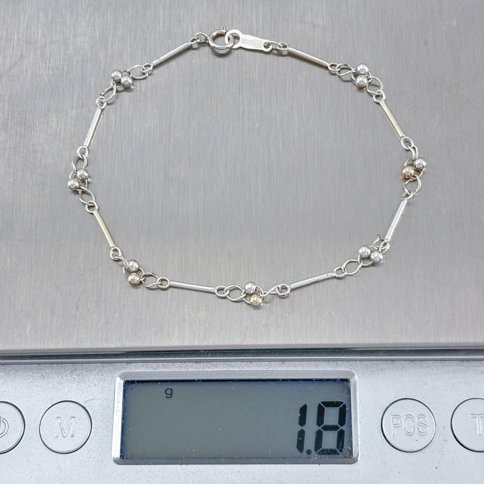 Vintage Sterling Silver 925 Bar Link Bracelet 7″