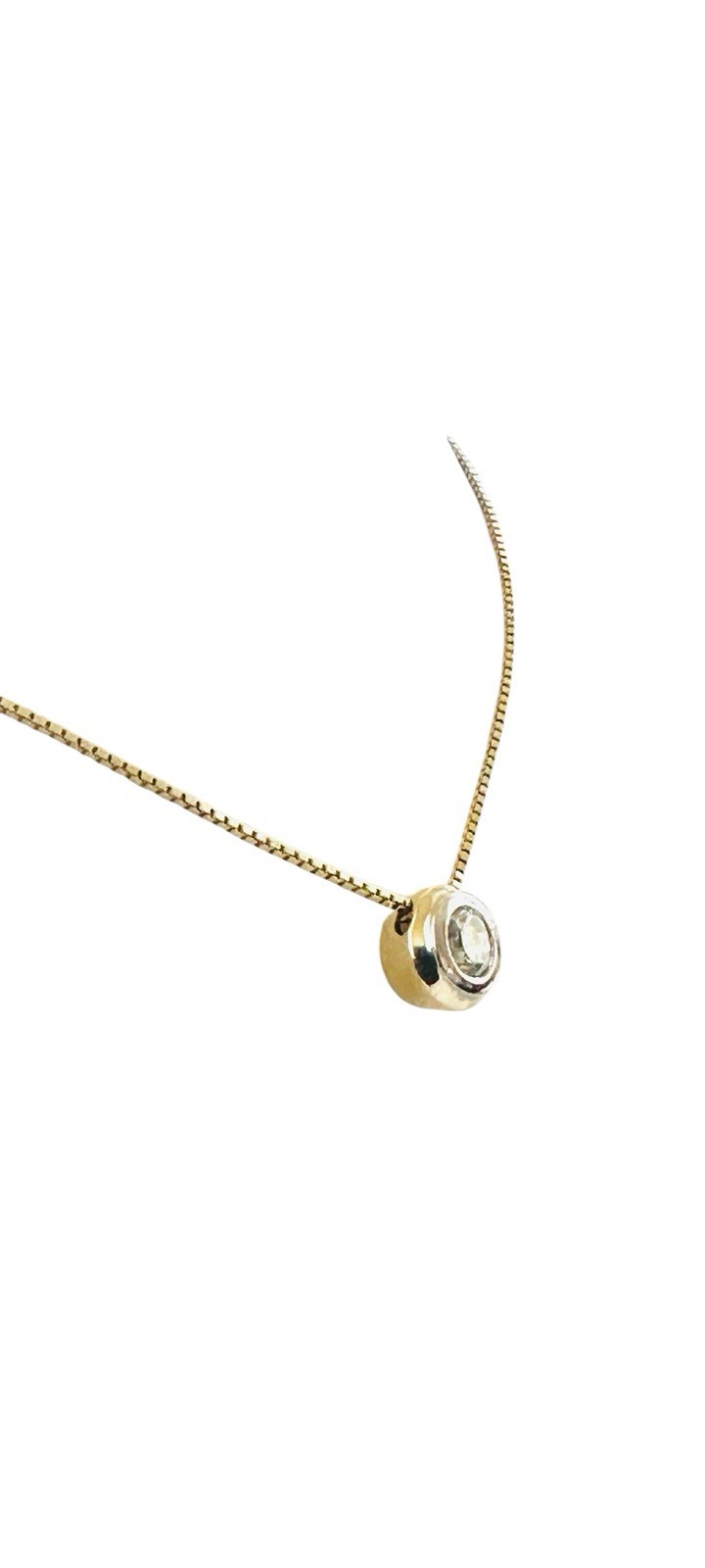 Estate Natural Brilliant Diamond Bezel Set 0.35 Carat Pendant 20″ Necklace 14k