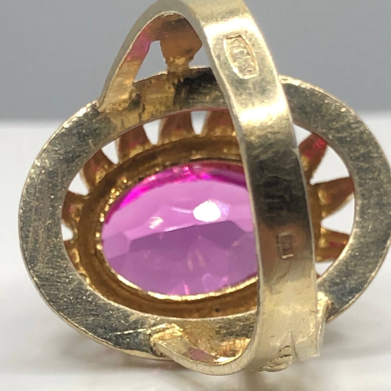 Vintage Gilt Soviet Ring Silver 875 Women Jewelry