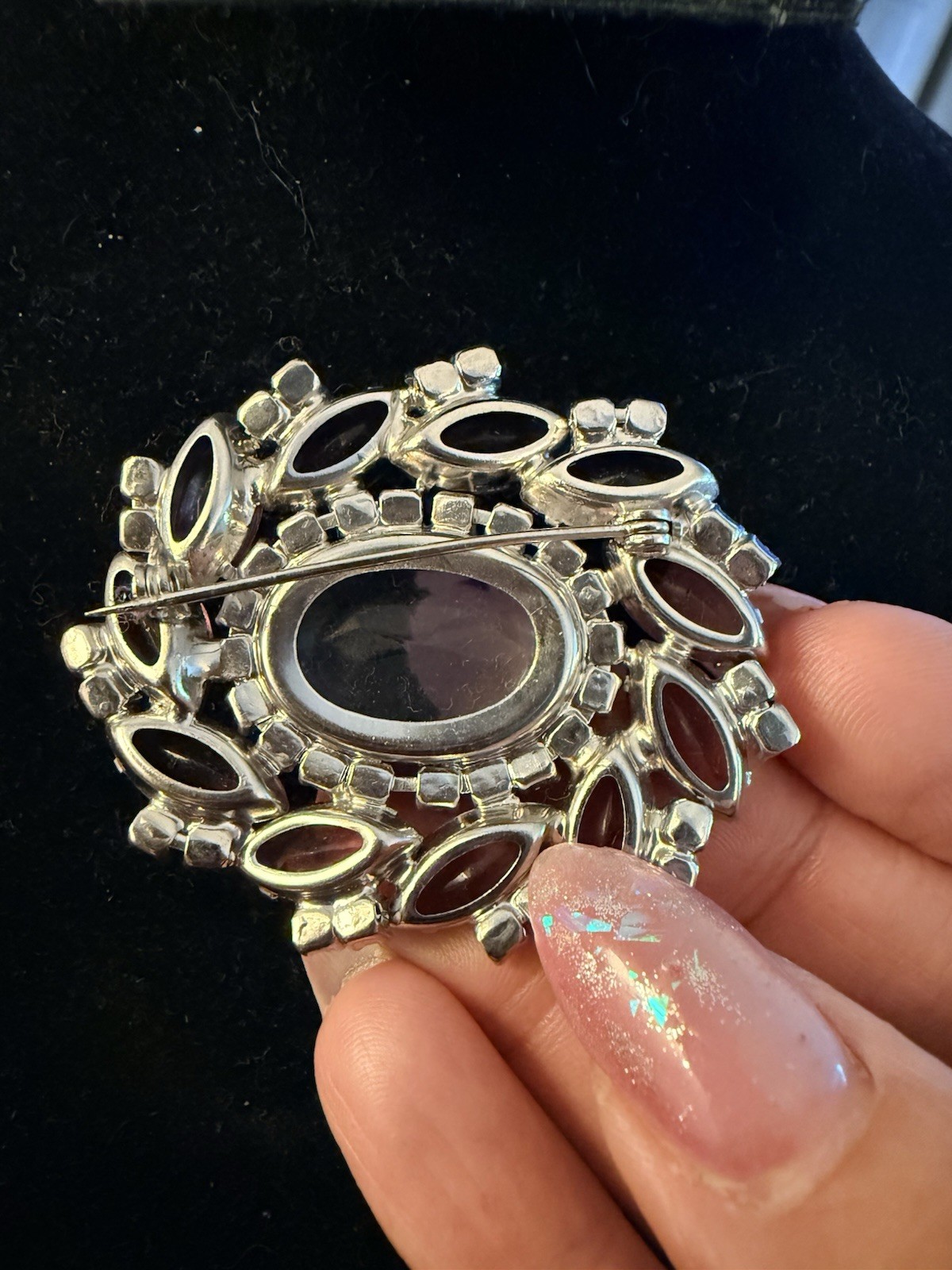 Vintage Baby Blue And Purple Rhinestone Silvertone Brooch ~Absolutely Stunning