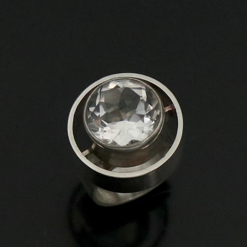 N.E. From – Denmark. Sterling Silver Ring with Rock Crystal.