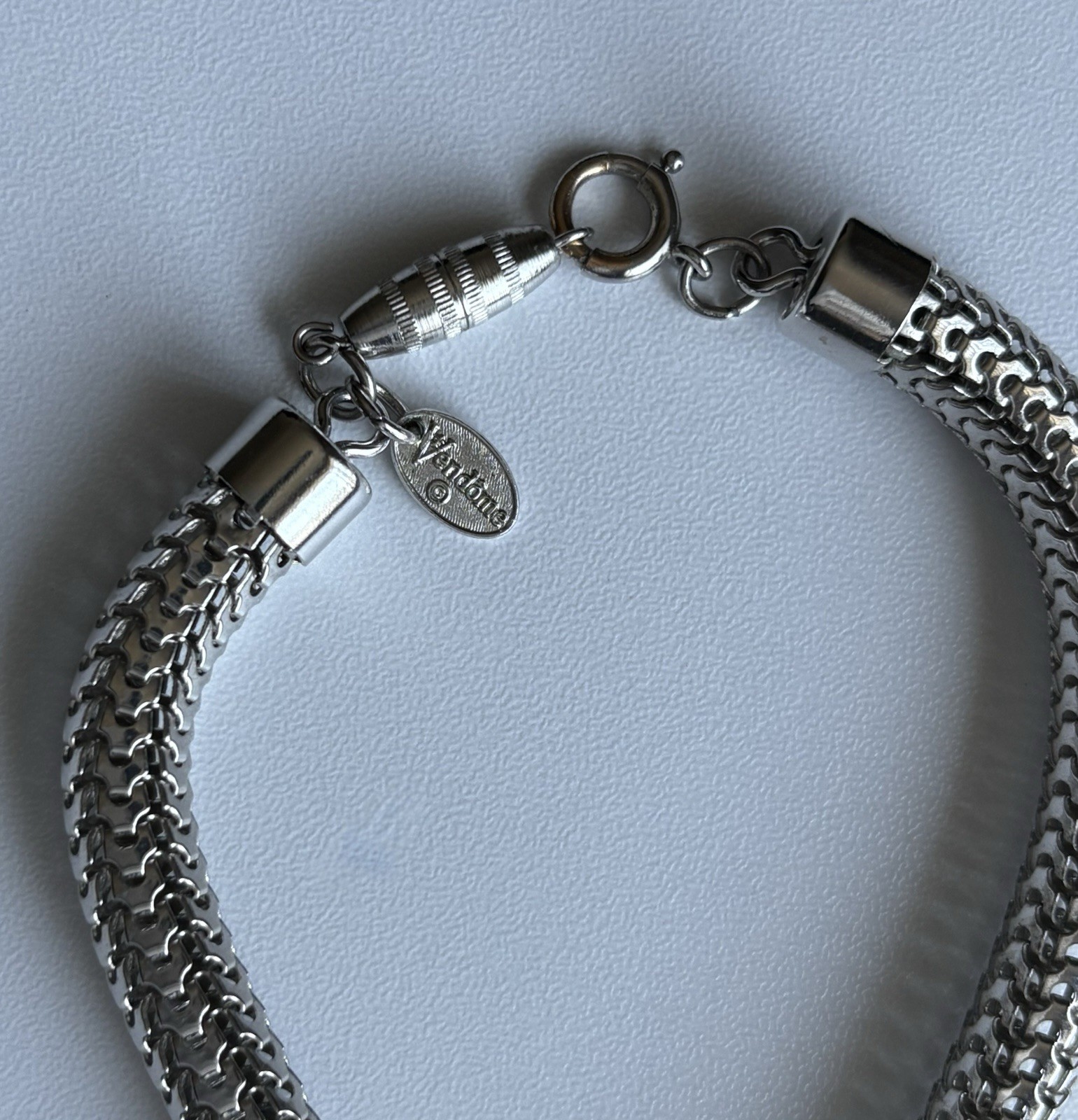 Vintage Vendôme Mesh Chain Silver Tone 36in Necklace 9mm wide 65.9g Statement