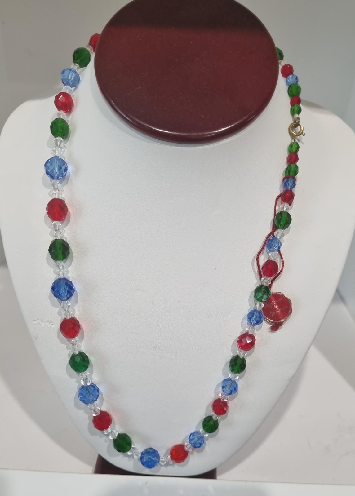 Antique c1930s Mardi Gras Glass Necklace Original Tag Bijoux de Boheime Video