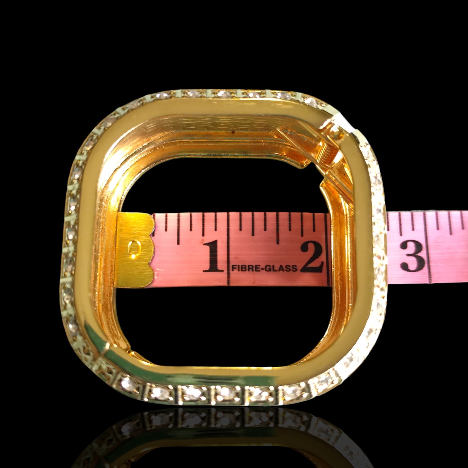 Vintage Wide Black Enamel Clear Glass Rhinestone Square Clamper Bangle Bracelet