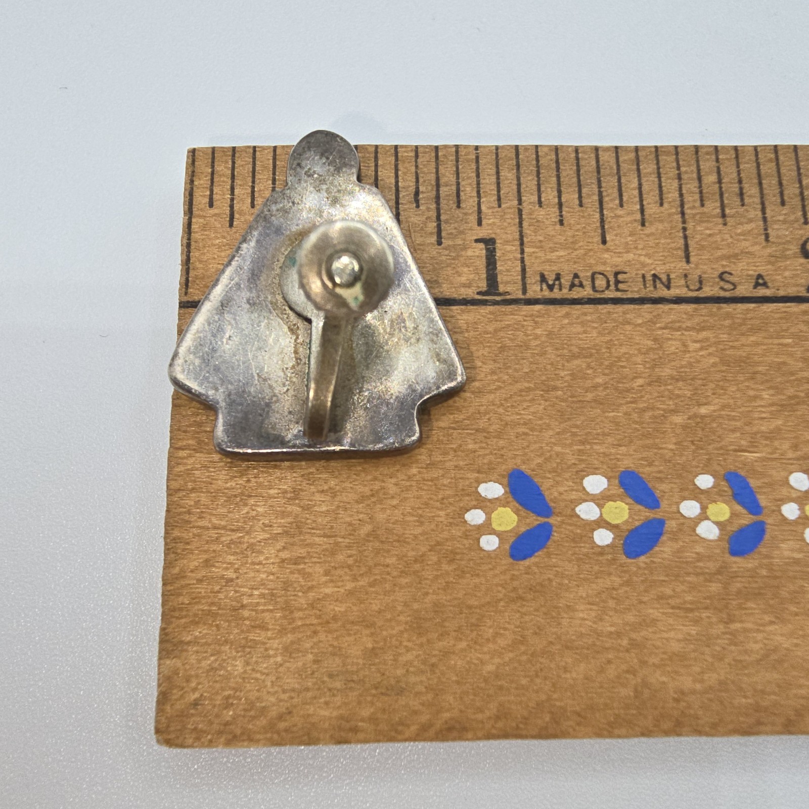 VTG Sterling Silver Abalone Angel Screw Back Earrings Mexico MCM Figural