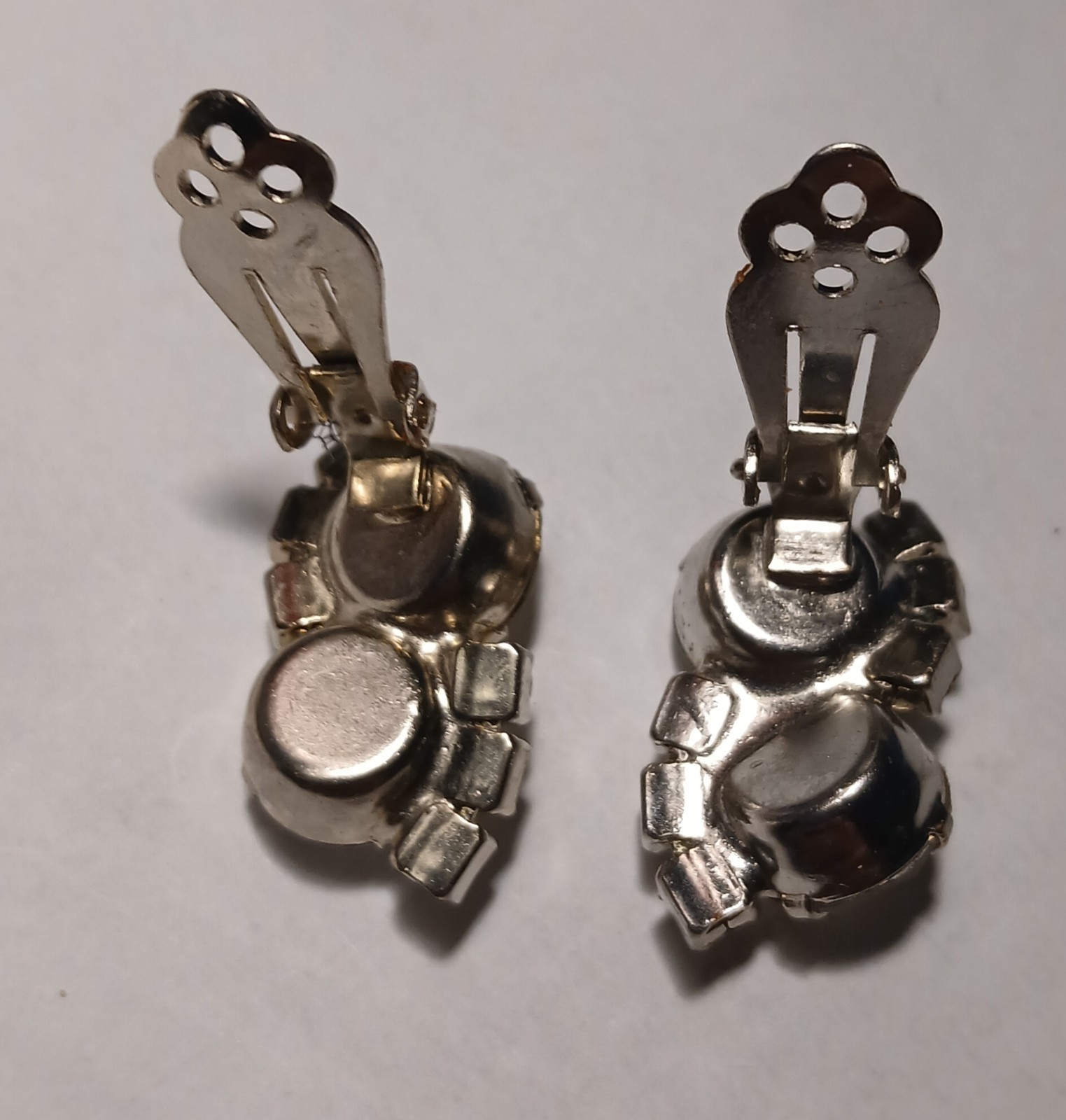 Vintage genuine crystal cluster clip on earrings faceted- vintage